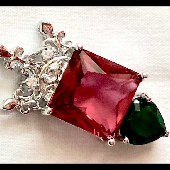 Ruby and Emerald Spinel Pendant - Picture 4 of 7